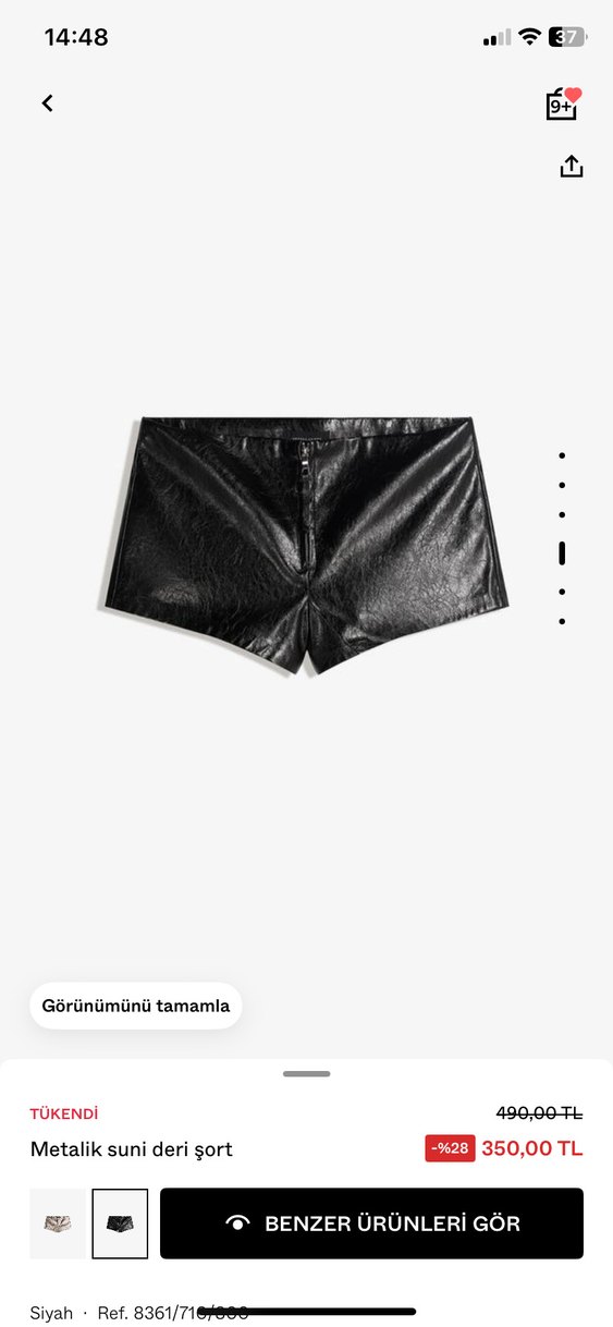 Bershka metalik suni deri şort - Görsel 3