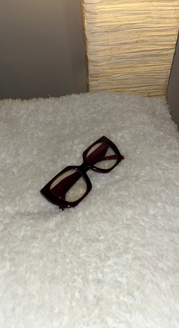 Bordo Şeffaf Minimalist Kadın Gözlüğü - Görsel 2