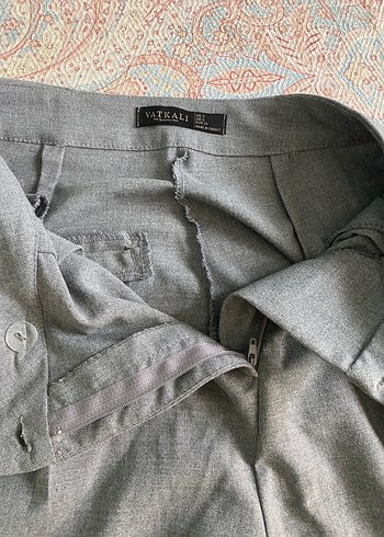 xs Beden gri Renk Gri Kadın Keten Regular Fit Pantolon