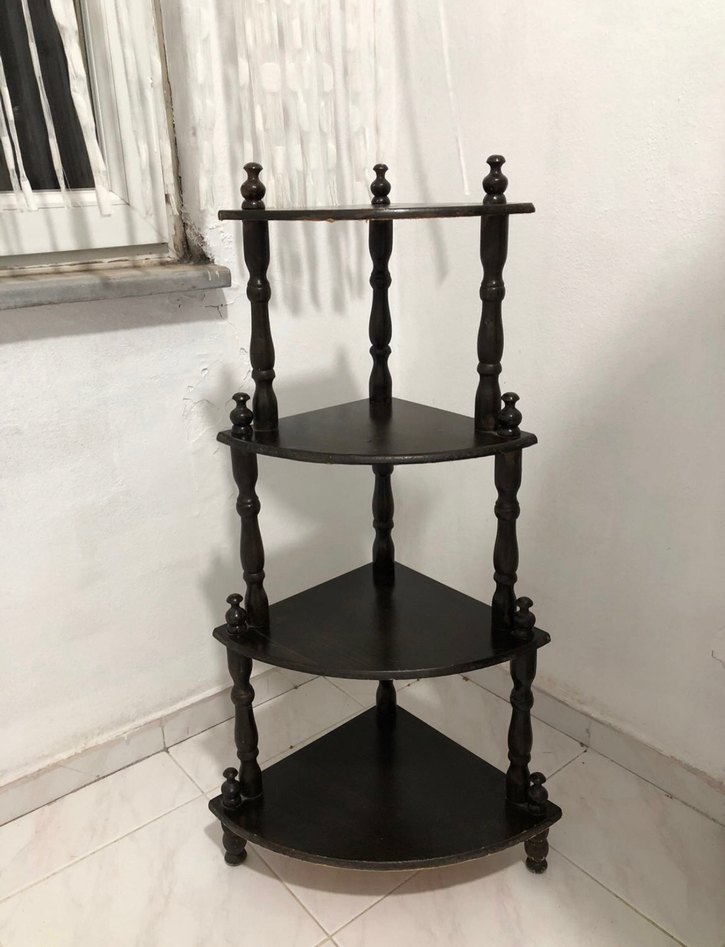 Antika köşe Kahverengi Çiçek Rafı - Görsel 2