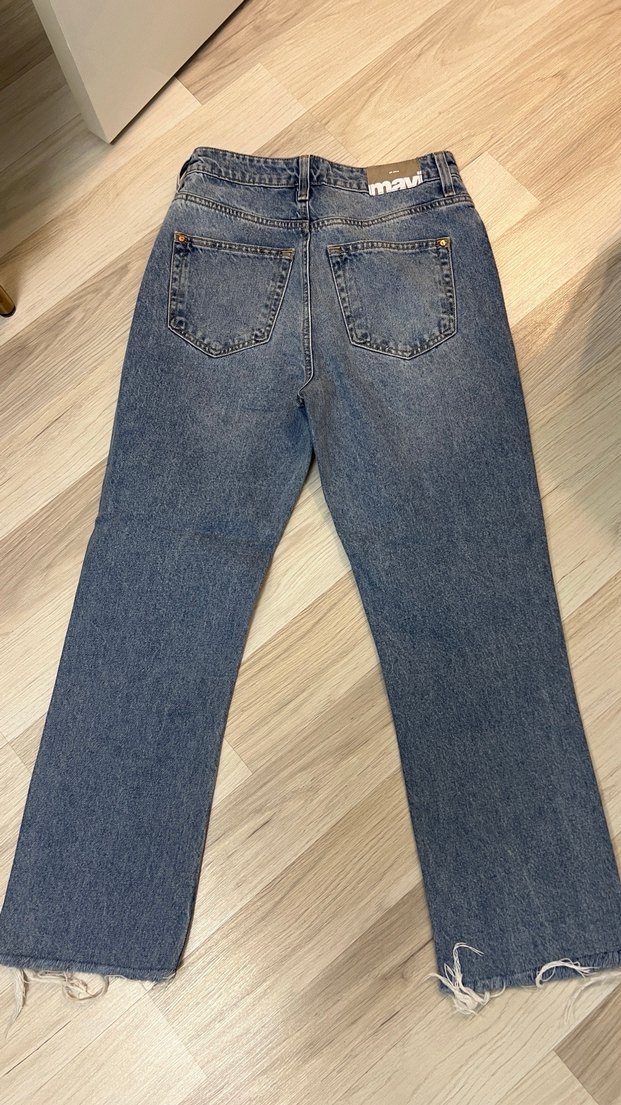 Kadın Mavi Denim Midi Boy Jean Pantolon - Görsel 4