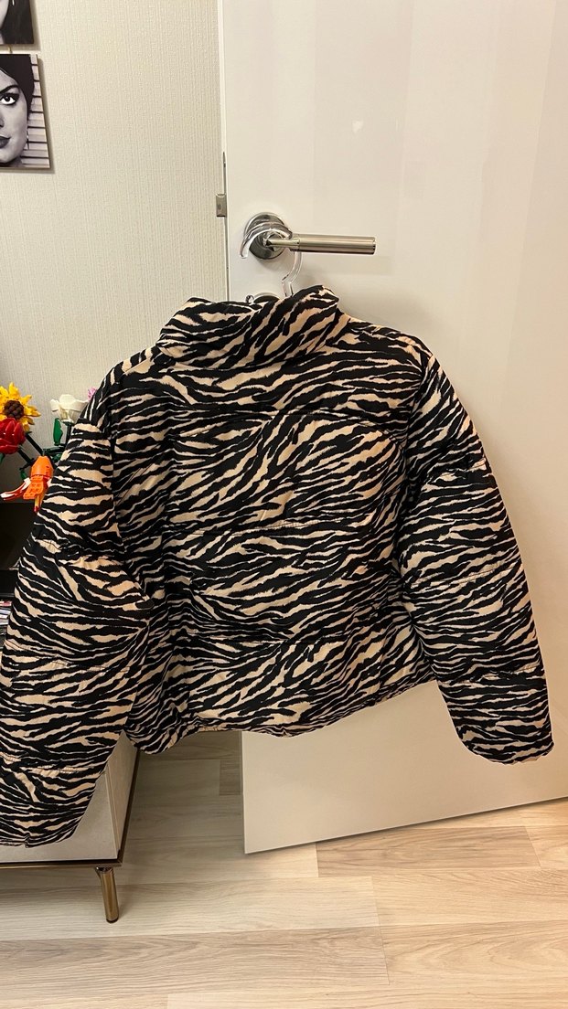 Kahverengi Zebra Desenli Kadın Mont - Görsel 2