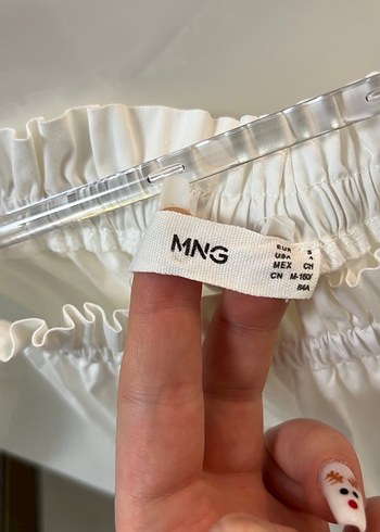 Beyaz Kısa Kollu Fırfırlı Bohem Bluz - Görsel 2