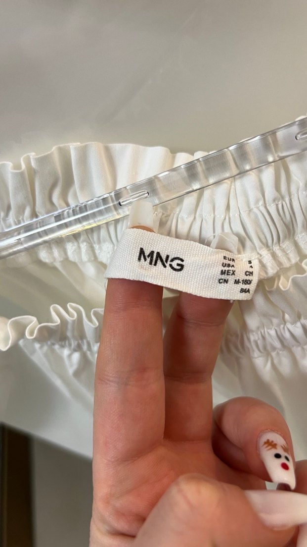 Beyaz Kısa Kollu Fırfırlı Bohem Bluz - Görsel 2