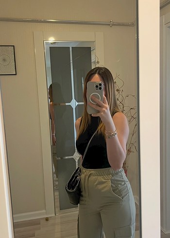 Kadın Haki Rahat Kesim Kumaş Pantolon - Görsel 4