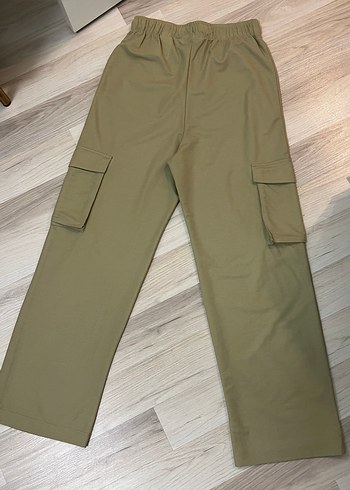 Kadın Haki Rahat Kesim Kumaş Pantolon - Görsel 3