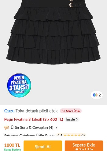 Quzu tokali Fırfırlı Mini Etek - Görsel 2