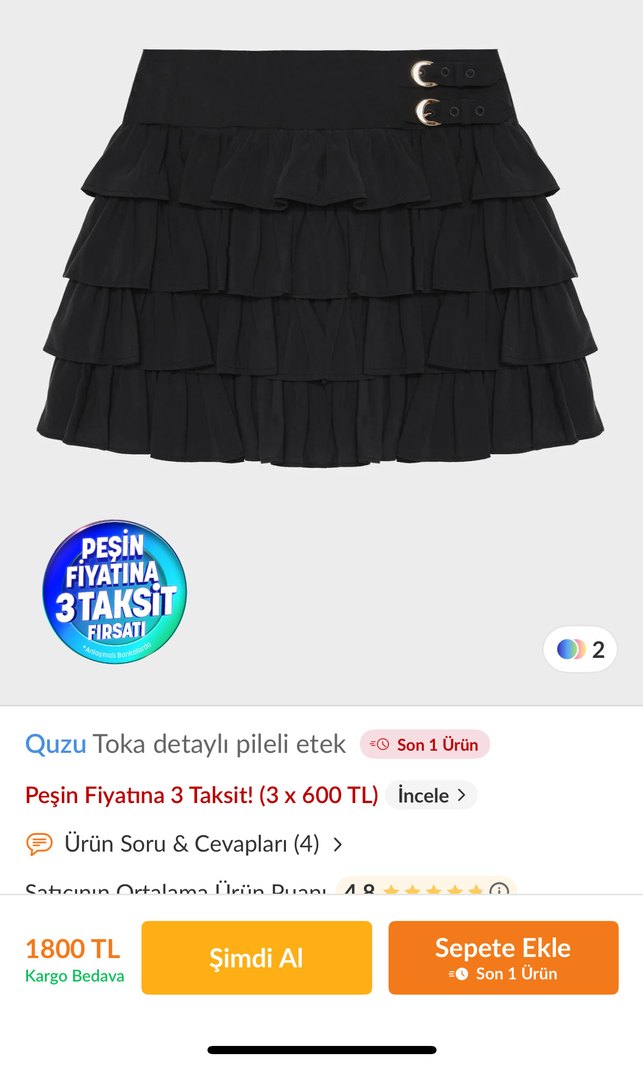 Quzu tokali Fırfırlı Mini Etek - Görsel 2