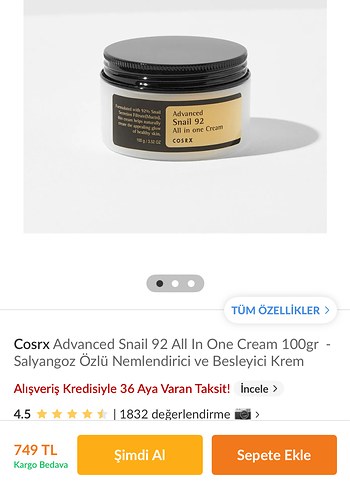 Beden Renk COSRX Kore salyangoz Nemlendirici Krem
