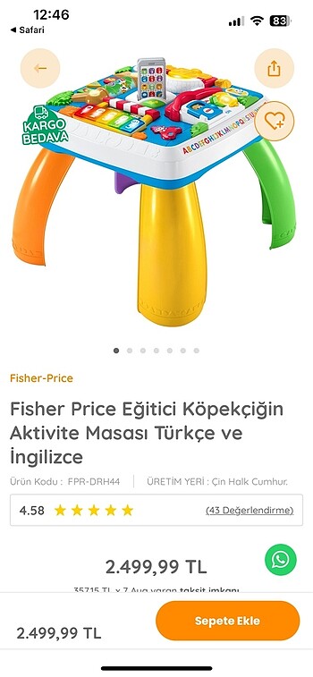 Fisher price aktivite masası