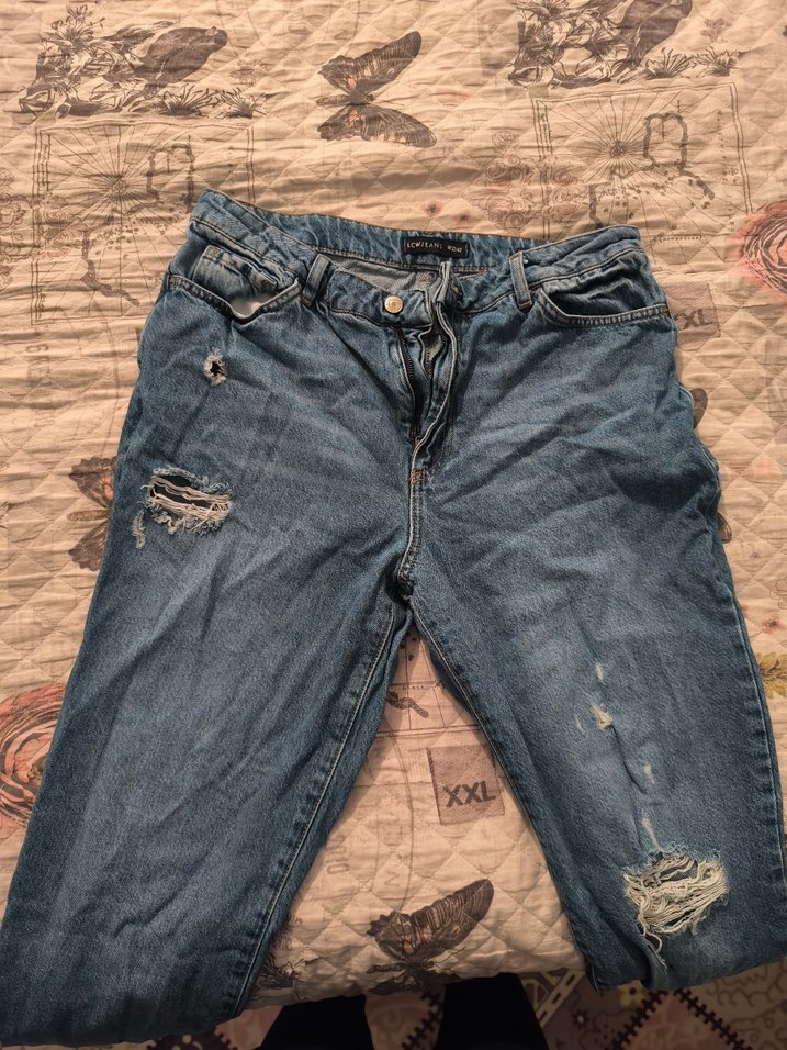 Kadın Mavi Loose Fit Midi Denim Pantolon - Görsel 2