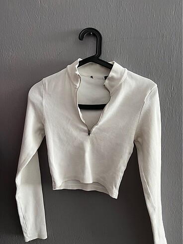 Spor fermuarlı crop triko