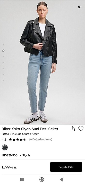 s Beden Mavi jeans deri ceket