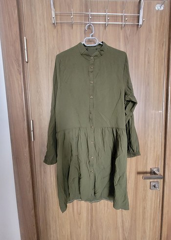 Düğmeli Uzun Kollu Keten Tunik - Görsel 2