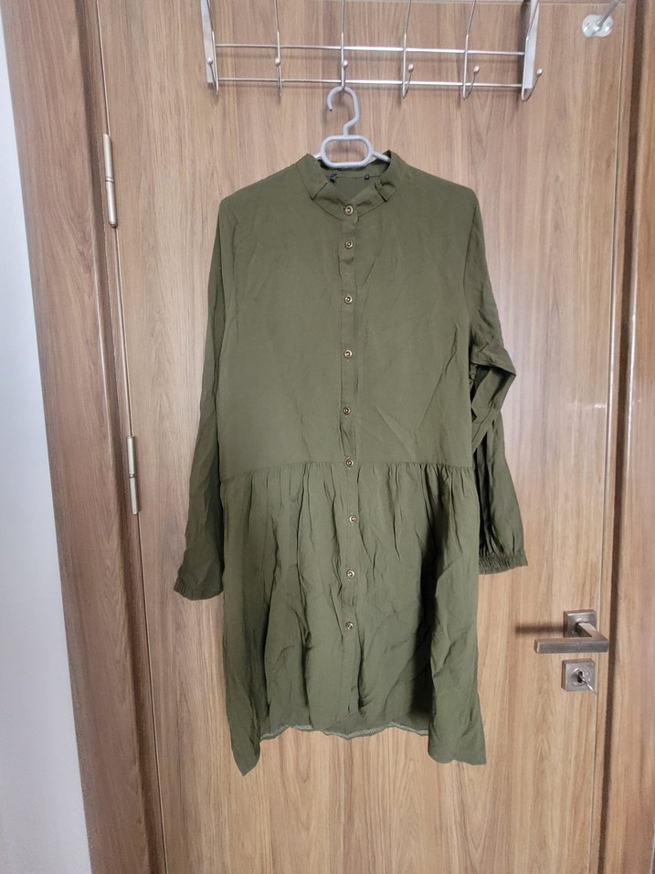 Düğmeli Uzun Kollu Keten Tunik - Görsel 2