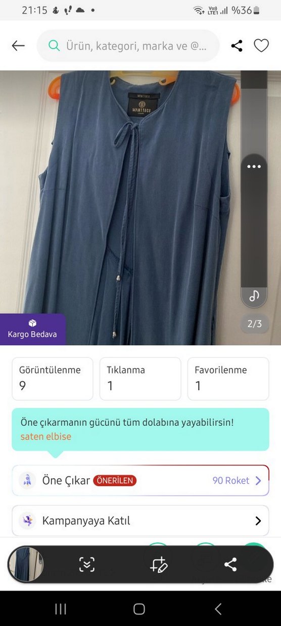 Kadın Lacivert Uzun Saten Elbise - Görsel 4