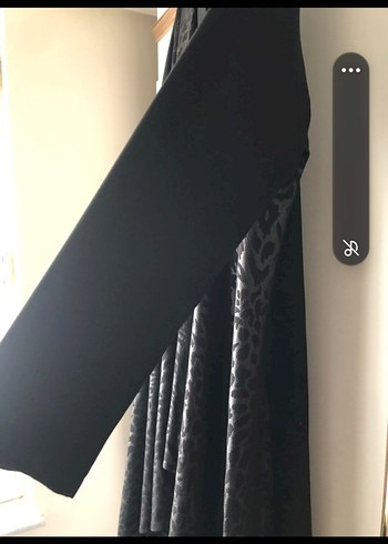 Siyah Desenli Uzun Kadın Kimono - Görsel 4