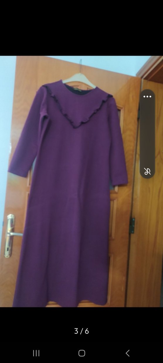 Mor Uzun Kollu Robalı Uzun Elbise - Görsel 3