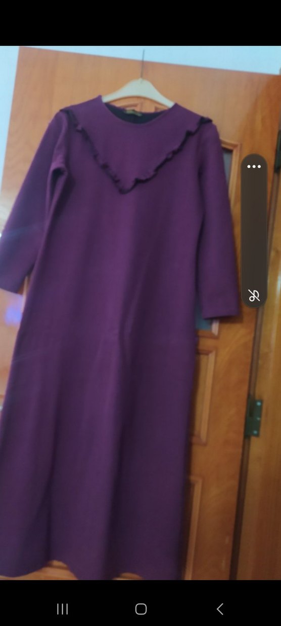 Mor Uzun Kollu Robalı Uzun Elbise - Görsel 5