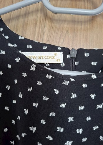 Uzun Kollu Puantiyeli Siyah Elbise - Görsel 3