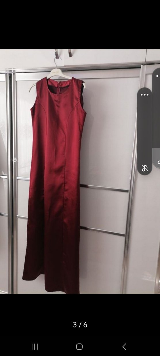 Bordo Uzun Kadın Elbise, Gotik Stil - Görsel 3