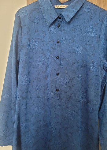 Drapeli Lacivert Uzun Keten Elbise - Görsel 6