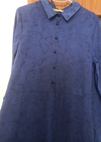 Drapeli Lacivert Uzun Keten Elbise - Görsel 10