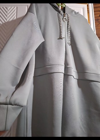 xl Beden Gri Kadın Scuba Takım zincir detaylı