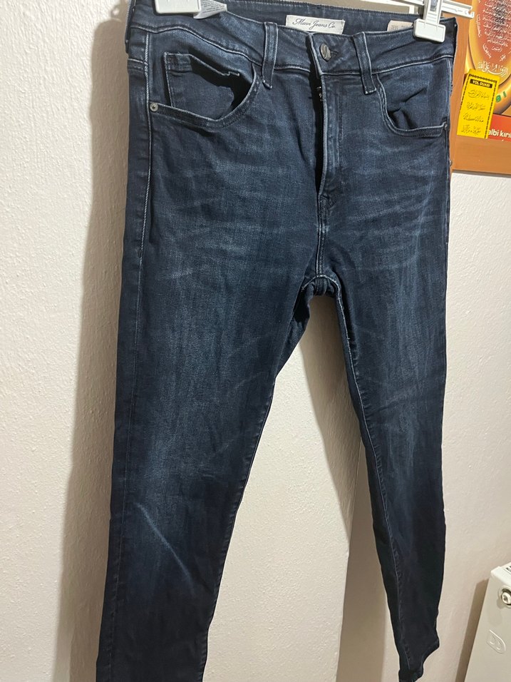 Kadın Lacivert Normal Boy Dar Kesim Kot Pantolon - Görsel 3