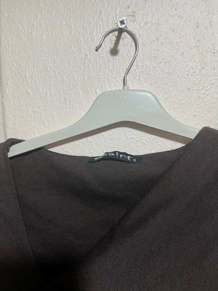 Siyah Drapeli Midi Kalem Elbise - Görsel 3