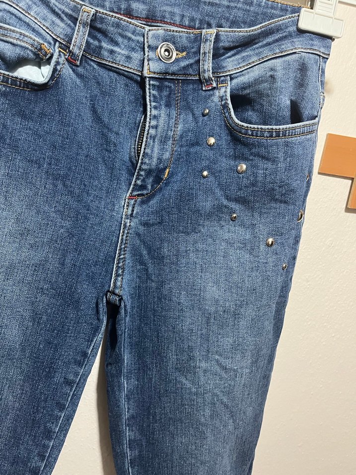 Kadın Mavi Bağcıklı Normal Boy Denim Pantolon - Görsel 4