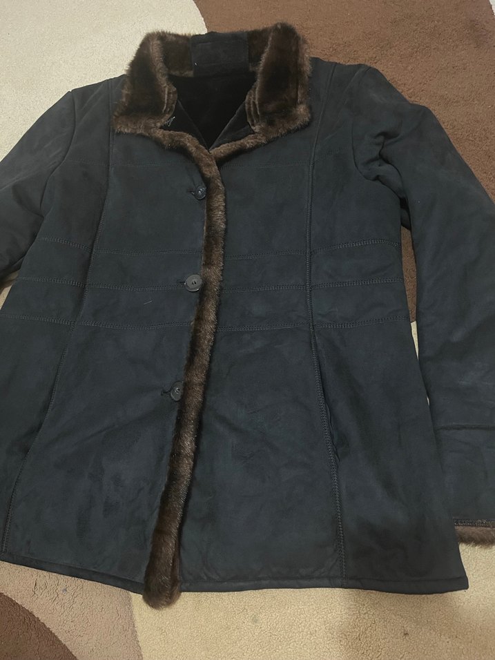 Kahverengi Süet Kürklü Midi Kadın Kaban - Görsel 3