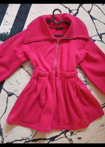 Pembe Kapüşonlu Fermuarlı ceket - Görsel 3