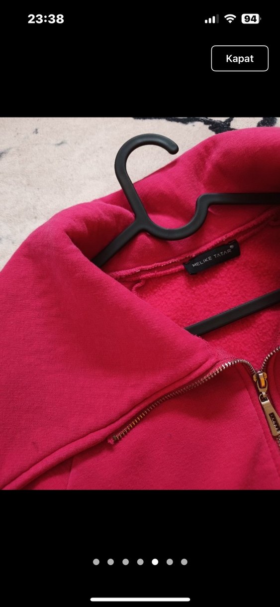 Pembe Kapüşonlu Fermuarlı ceket - Görsel 5