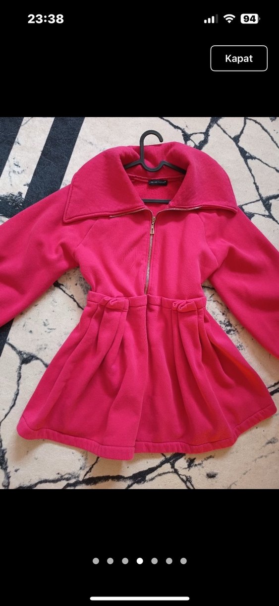 Pembe Kapüşonlu Fermuarlı ceket - Görsel 3