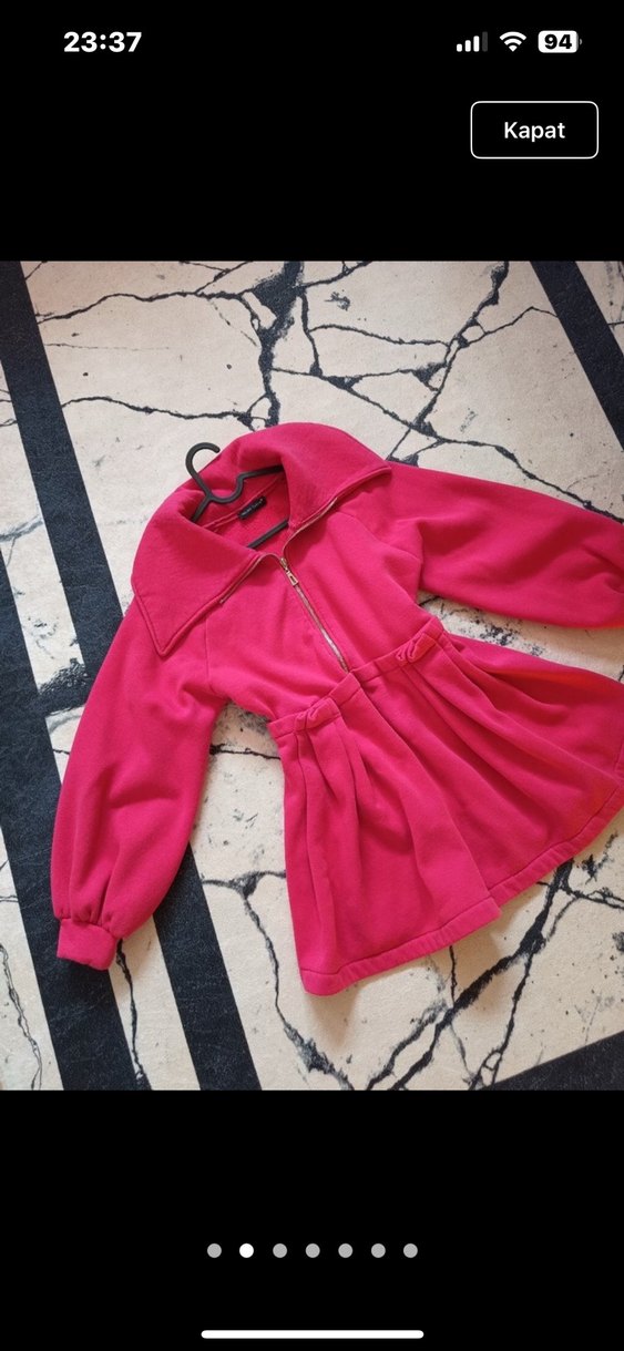 Pembe Kapüşonlu Fermuarlı ceket - Görsel 2