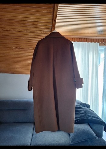 Kadın Kahverengi Süet Uzun Düğmeli Kaban - Görsel 6