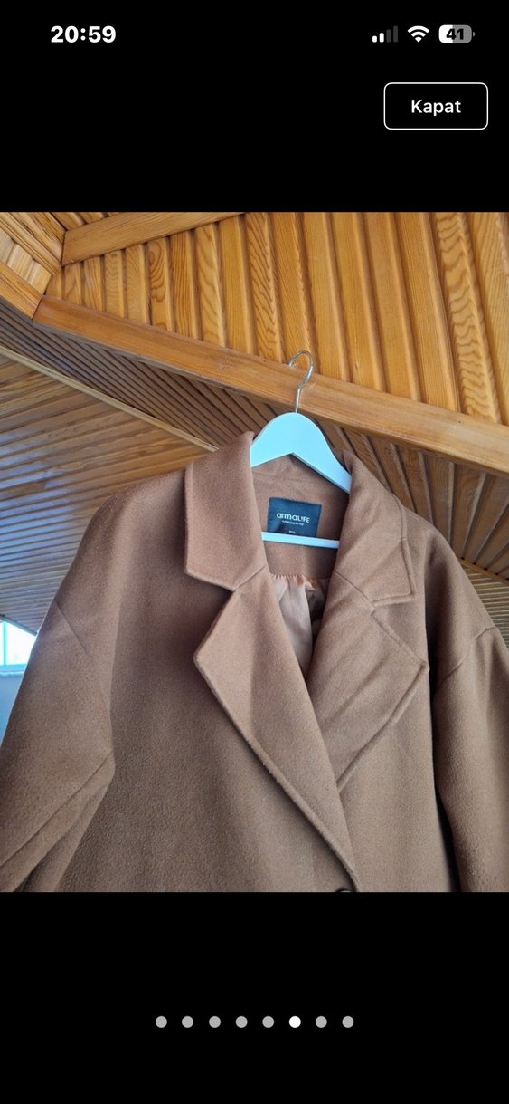 Kadın Kahverengi Süet Uzun Düğmeli Kaban - Görsel 5