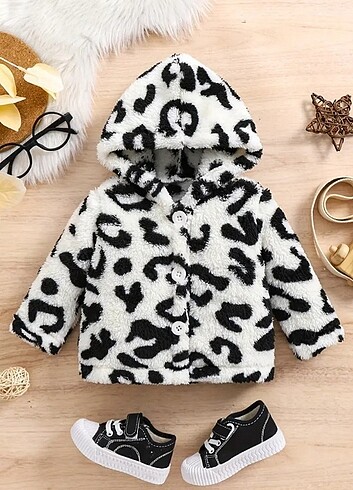 Leopar Desenli Kapüşonlu Hırka 2/3 Yaş