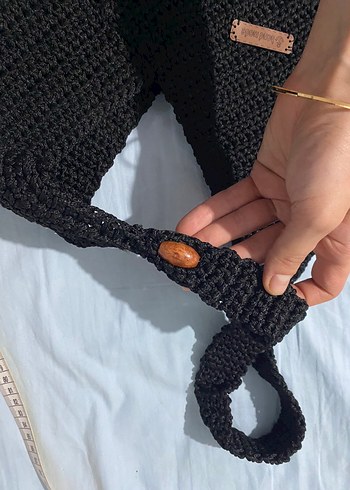 Siyah Örgü Kadın Çanta - Görsel 3