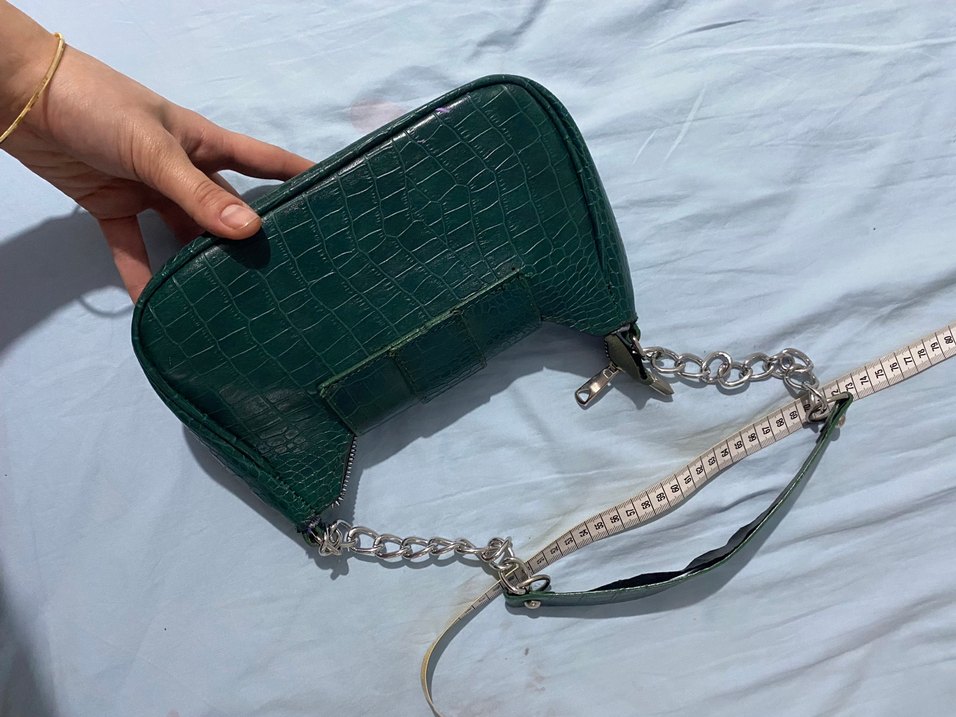 Yılan Desenli Yeşil Deri Kadın Çanta - Görsel 2