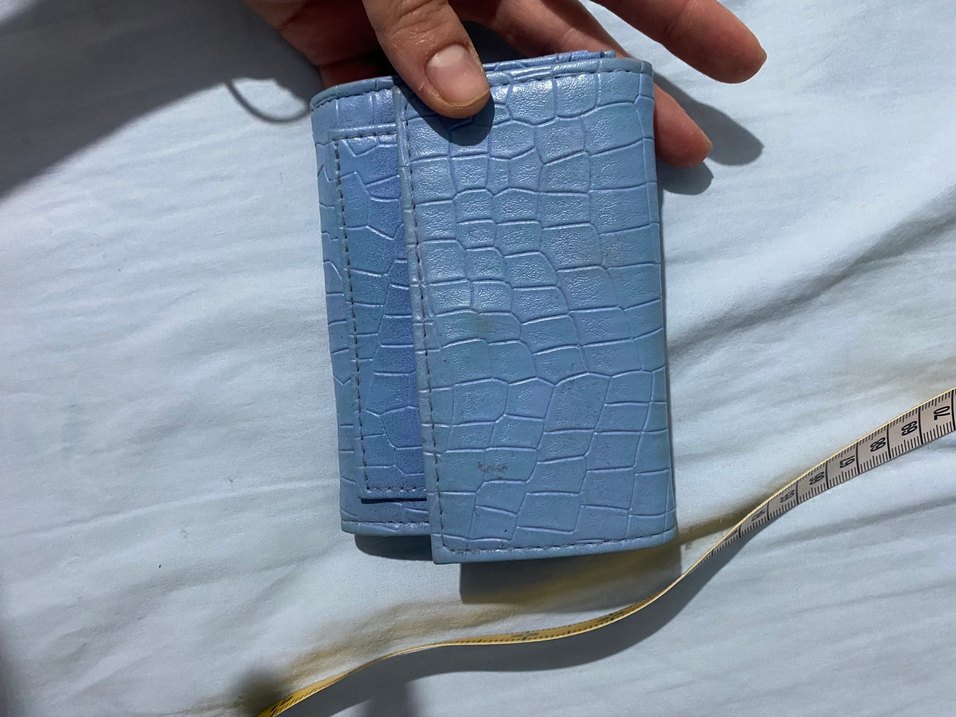 Mavi Yılan Derisi Desenli Deri Cüzdan - Görsel 2