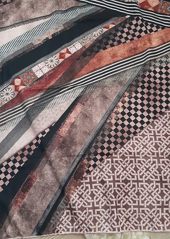 Bohem Tarzı Kahverengi Desenli Kadın eşarp - Görsel 5