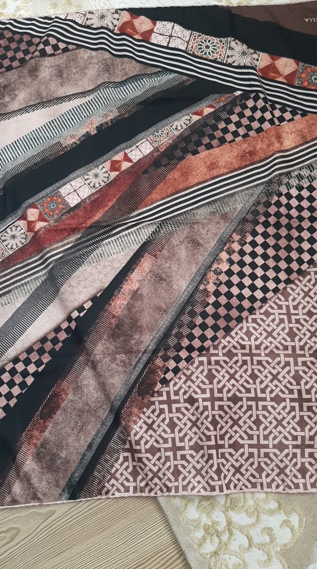 Bohem Tarzı Kahverengi Desenli Kadın eşarp - Görsel 5