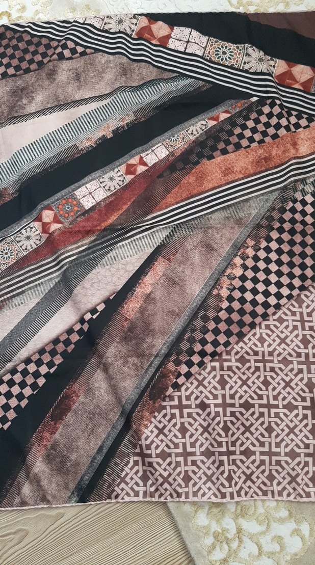 Bohem Tarzı Kahverengi Desenli Kadın eşarp - Görsel 4