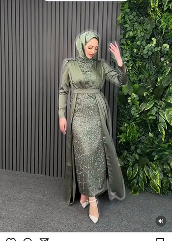 Nakışlı ve Drapeli Kadın Uzun Abiye Elbise - Görsel 3