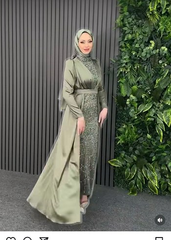 Nakışlı ve Drapeli Kadın Uzun Abiye Elbise - Görsel 2