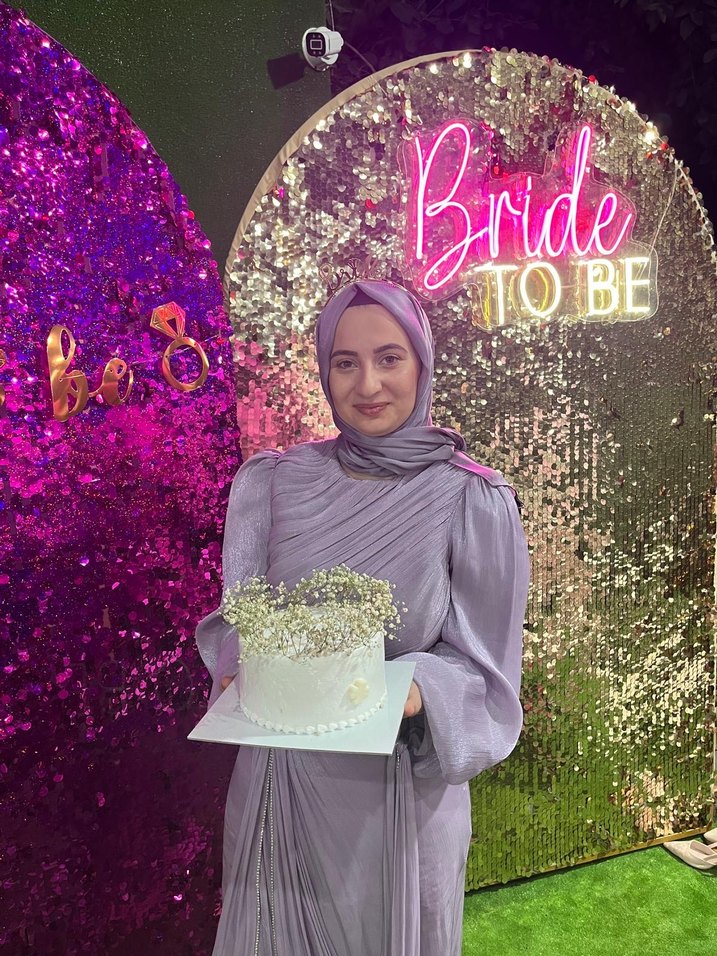 Mor Uzun Kollu Yüksek Yakalı Kadın Elbise - Görsel 2