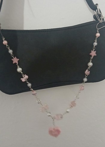 Çiçek ve Yıldız Figürlü Pastel Zincirli Büyük Çanta Charmı - Görsel 5