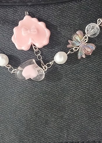 Çiçek ve Yıldız Figürlü Pastel Zincirli Büyük Çanta Charmı - Görsel 4